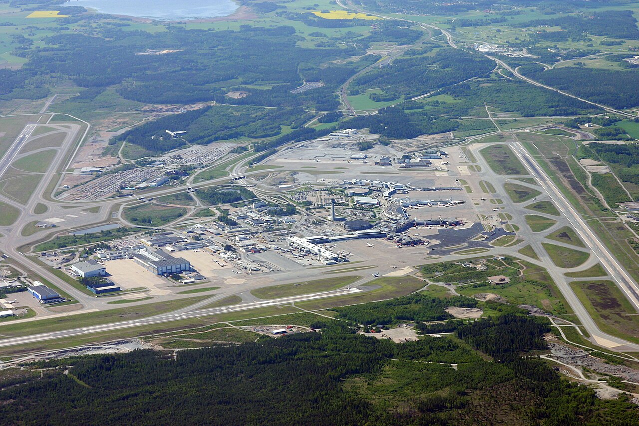 Stockholm Arlanda airport terminal in winter light