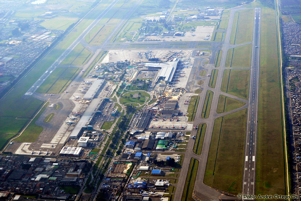 Aerial view of El Dorado International Airport Bogota