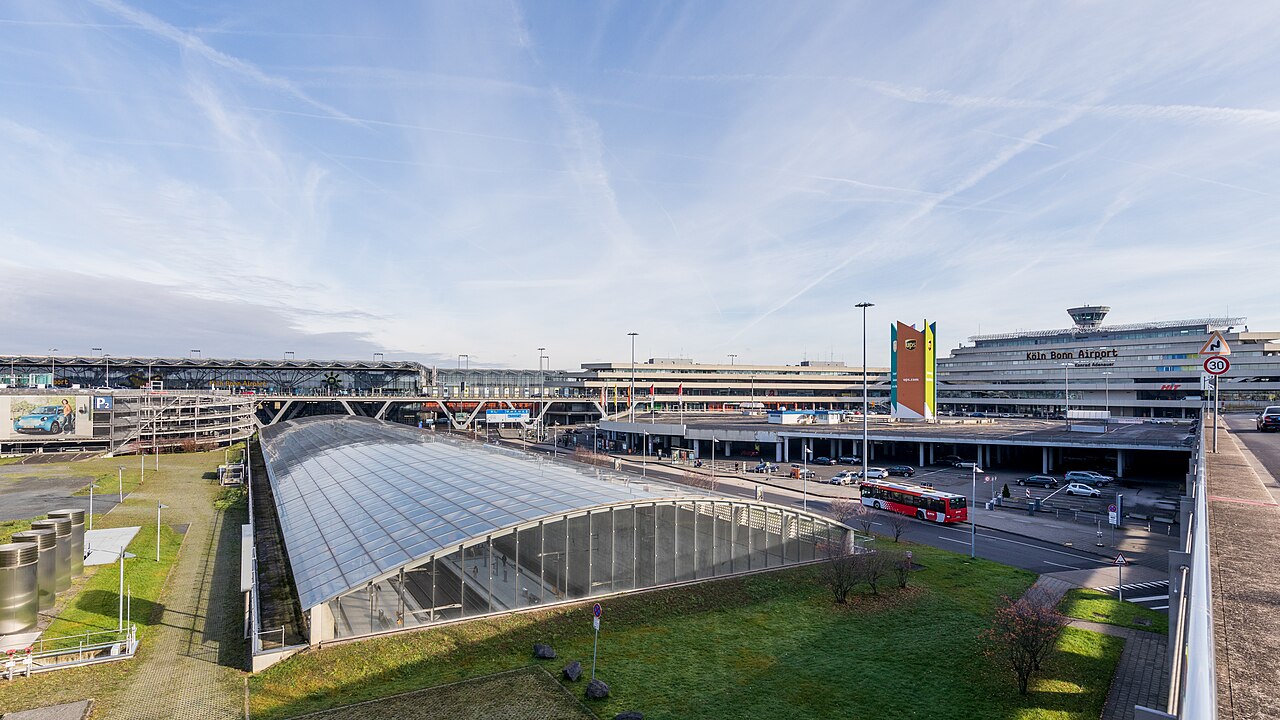 Glass roof of the rail station at Cologne Bonn Airport