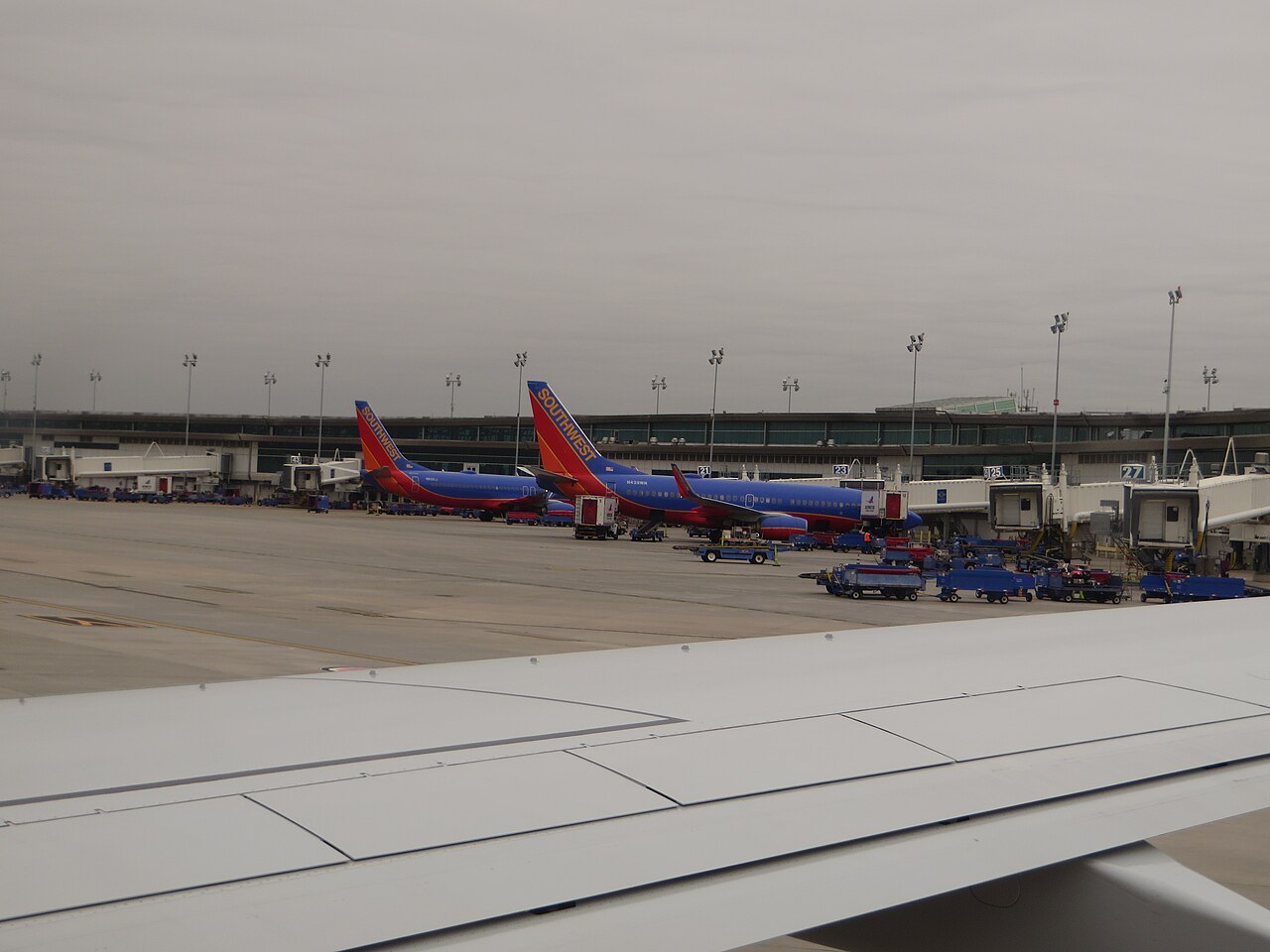 Southwest aircraft and terminal at Houston Hobby Airport