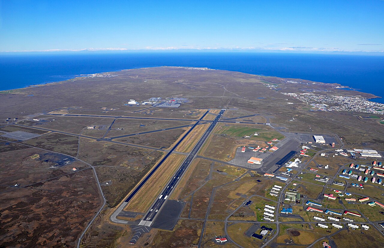 Aircraft over the runways at Reykjavik Keflavik Airport