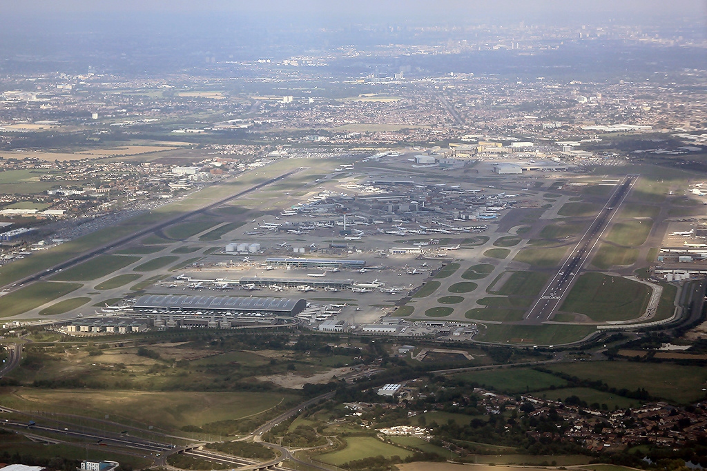 Aircraft and terminals at London Heathrow Airport