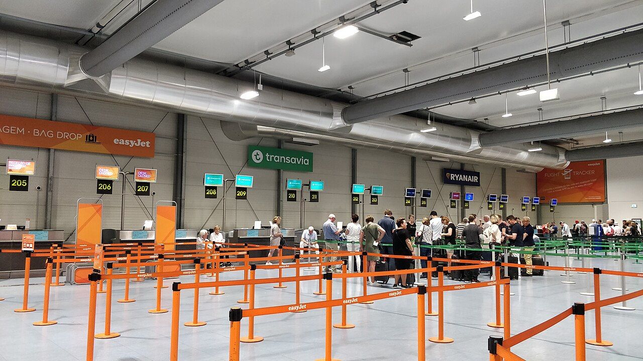 Check in hall in Terminal 2 at Lisbon Airport