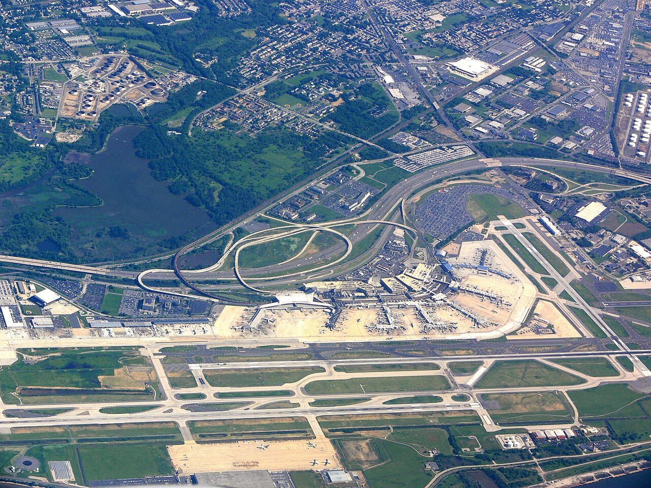 Philadelphia International Airport terminal buildings from the airfield