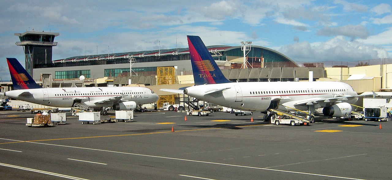 Juan Santamaria International Airport terminal and apron in Alajuela, Costa Rica